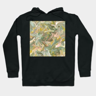 Desert Sage with Gold Silk Marble - Light Sage Green, Peach, and Off White Liquid Paint Pattern Hoodie